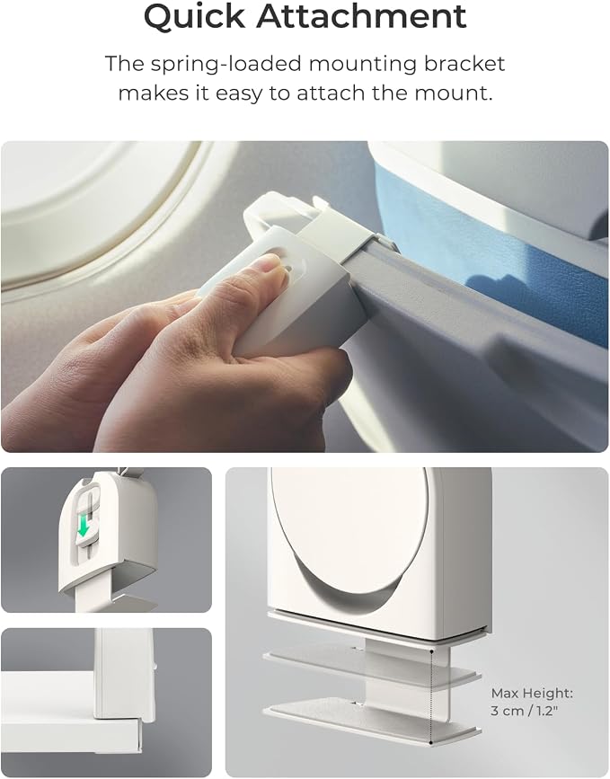 iOttie Treker Travel Essentials Magnetic Airplane Phone Holder with 360° Rotation Swivel Head and Magnetic Ring Adapter for Universal Compatibility with MagSafe, Qi2, iPhone, and Android Smartphones - Image 5