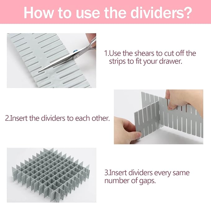 acDesign 40Pcs Drawer Dividers, Adjustable Drawer Organizer for Socks, Underwear, Lingerie, Makeup, Bedroom Office Kitchen Storage (Grey) - Image 3