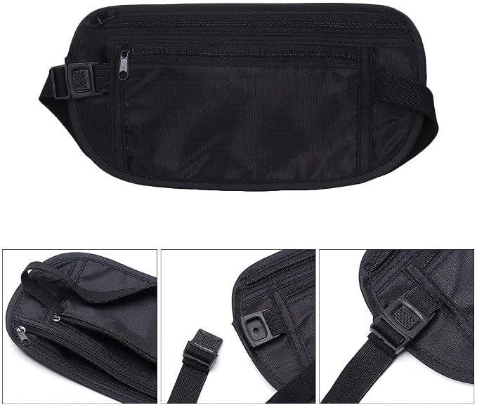 2 Pack Travel Money Belt Waist Wallet, Slim RFID Blocking Passport Holder, Invisible Belt Bag Fanny Pack for Men Women - Image 3