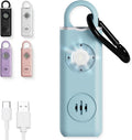 Rechargeable Personal Safety Alarm Keychain, 130dB, USB-C Charging, Blue | 130dB Loud Panic Siren Keychain, Rape Whistle Alternative, LED Light, Carabiner Clip, Low Battery Alert by WETEN