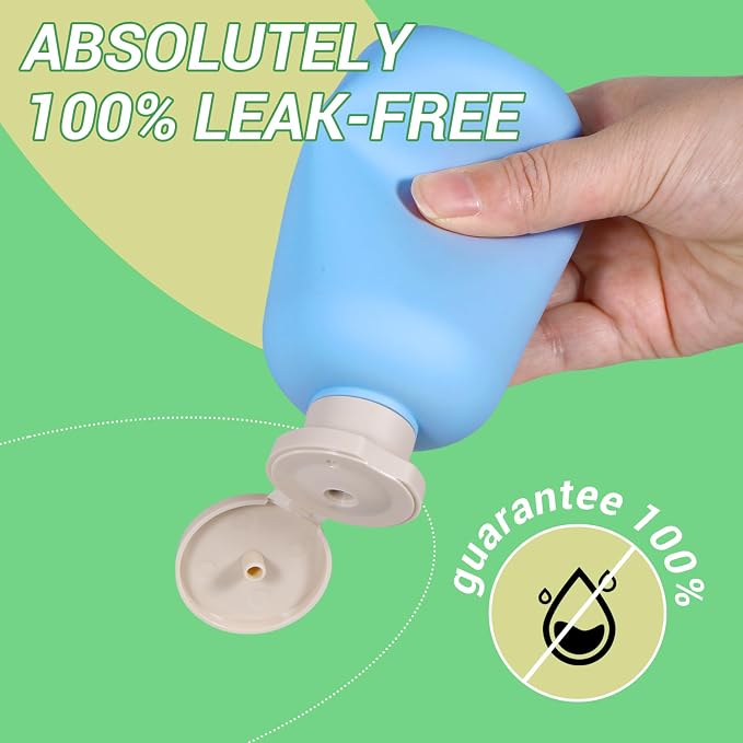 ASEVAT 6.7oz Sealed Plastic Travel Shampoo Bottles, Travel Shampoo and Conditioner Bottles Refillable, Empty Squeeze Bottle, Hand Soap Dispenser for Vacation, Gym, Home(BlueNavyGrey) - Image 3