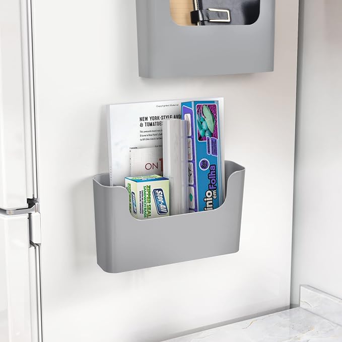 YOHOM Adhesive File Holder Door Mount Mail Magazine Organizer, Office Wall Mount Single Pocket, Gray - Image 5