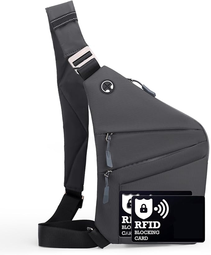 Anti Theft Crossbody Bags for Women Men, Multi-Pocket Shoulder Bag, Slim Sling Bags with 2 RFID Blocking Card by Ibalulu