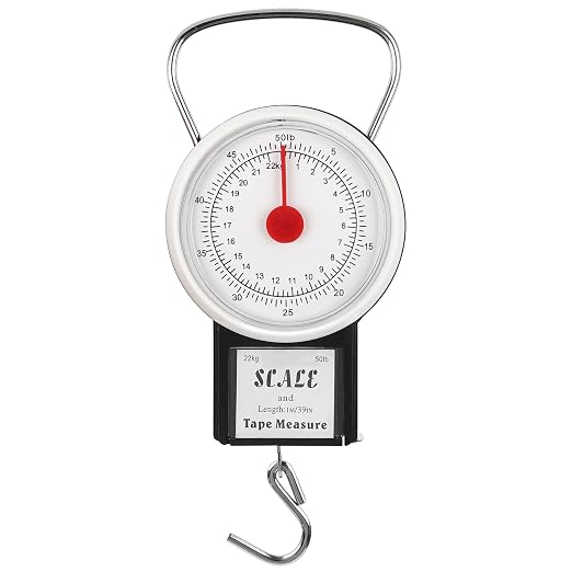 Mechanical Hanging Scale Multi-Purpose Luggage Scale Fishing Scale | Portable Spring Dial Fish Weight Scale with Tape Measure, for Fishing Kitchen Farms by JSHANMEI