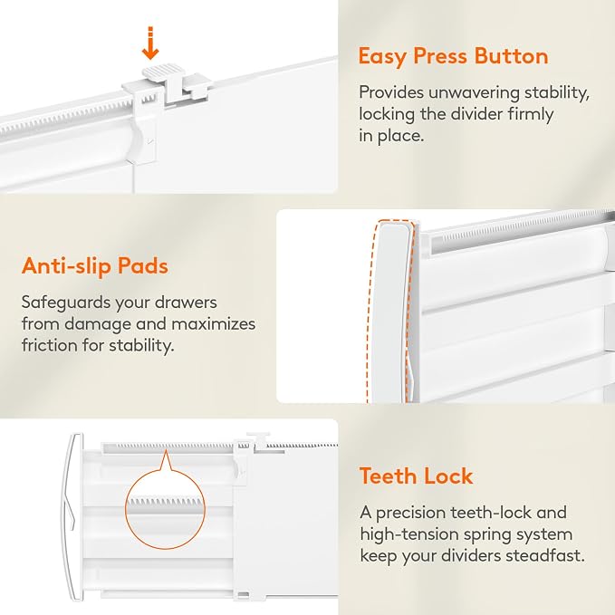 Lifewit 5" Tall Drawer Dividers, Adjustable Deep Drawer Organizer Clothes | 11.5"-18.5" Expandable Plastic Separators for Dresser, Kitchen, Cabinet, Nursery, Office, Socks & Underwear Storage, 4 Pack - Image 8