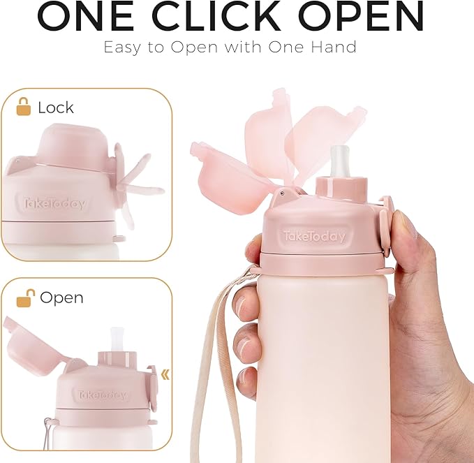 TakeToday Collapsible Water Bottles 21oz (600mL), Foldable Platinum Silicone Travel Water Bottle with Straw & Carry Strap, Leak-Resistant Screw Lid, Wide Mouth, BPA-Free for Hiking, Camping, Travel - Image 6