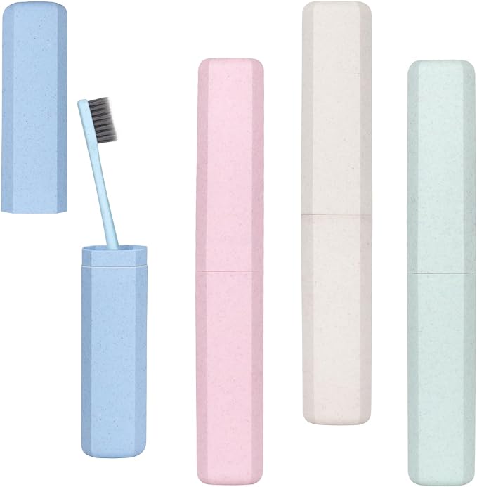 Hooqict 4 Pack Travel Toothbrush Case Portable Travel Toothbrush Holder Plastic Toothbrush Container Protector Cover for Traveling, Camping, Home, School, Business by Hooqict