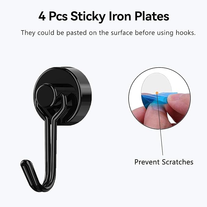 Tohoer Magnetic Hooks, Neodymium Magnets Hook Heavy Duty 30LBS Rust Proof | for Refrigerator, Oven, Grill, BBQ, Key, Tools Holder, Utensil, Kitchen, Outdoor, Magnet for Hanging Wreaths - Image 4