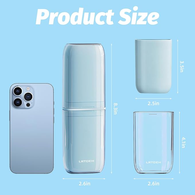 4-in-1 Toothbrush Travel Cup, Portable Toothbrush Container | Multi-functional travel cup, for family camping business trip, separates into 4 cups with cover, lightweight, blue - Image 2