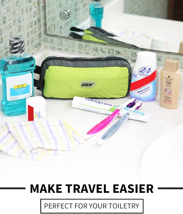 GOX Travel Small Toiletry Bag for Men Nylon Dopp Kit Medicine Bag Travel Organizer Pouch Shave Kits for Teens Toiletry Essentials Bathroom Compact (Green, 7.9 * 3.7 * 2 Inches) - Image 4