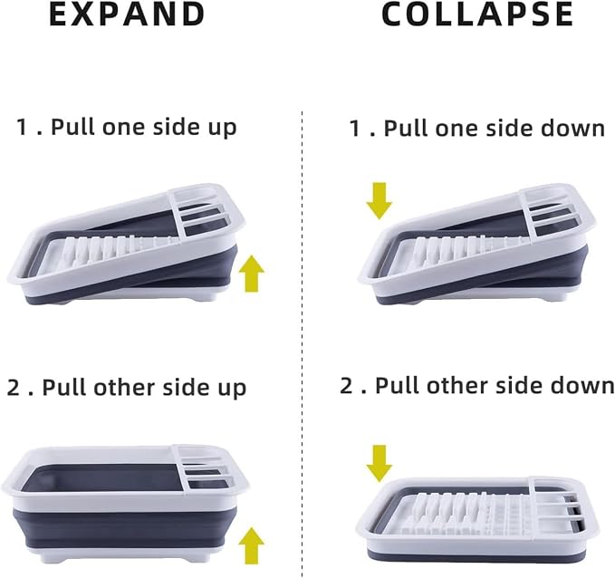 THANSTAR Collapsible Dish Drying Rack for RV Kitchen, Foldable Drainer Organizer for Kitchen Countertop, Space Saving Portable Dish Rack for Campers, Travel Trailer & Small Spaces, Easy Storage, Grey - Image 2