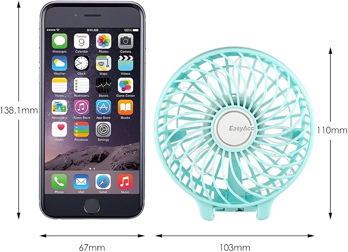 EasyAcc Mini Handheld Fan with Built-in Battery, USB Rechargeable Desk Fan, 3-10H Runtime, Folding Portable Personal Fan for Stroller, Travel, Office and Outdoor - Image 8