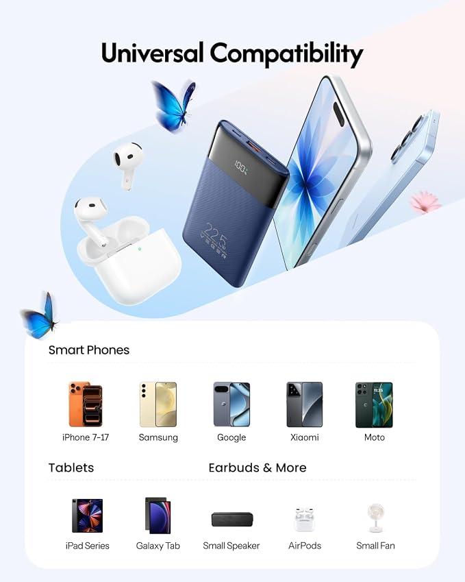 VEGER 10000mAh 22.5W Fast Charging Portable Charger with Built-in Cables | 0.4lb Slim USB C Power Bank, Small Battery Pack for iPhone 17/16/15/14 iPad Samsung, Flight Safe, Travel Essential, Navy Blue - Image 7