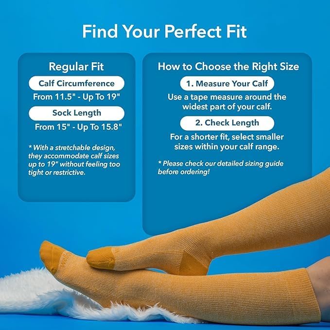 Wellow Knee High Compression Socks for Men & Women, 18–25 mmHg, Bamboo Viscose, Swelling Relief - Image 2
