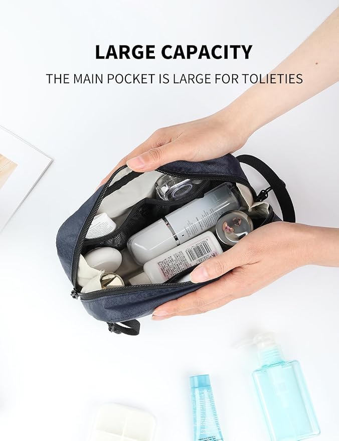 GOX Travel Small Toiletry Bag for Men Nylon Dopp Kit Medicine Bag Travel Organizer Pouch Shave Kits for Teens Toiletry Essentials Bathroom Compact (Navy, 7.9 * 3.7 * 2 Inches) - Image 6