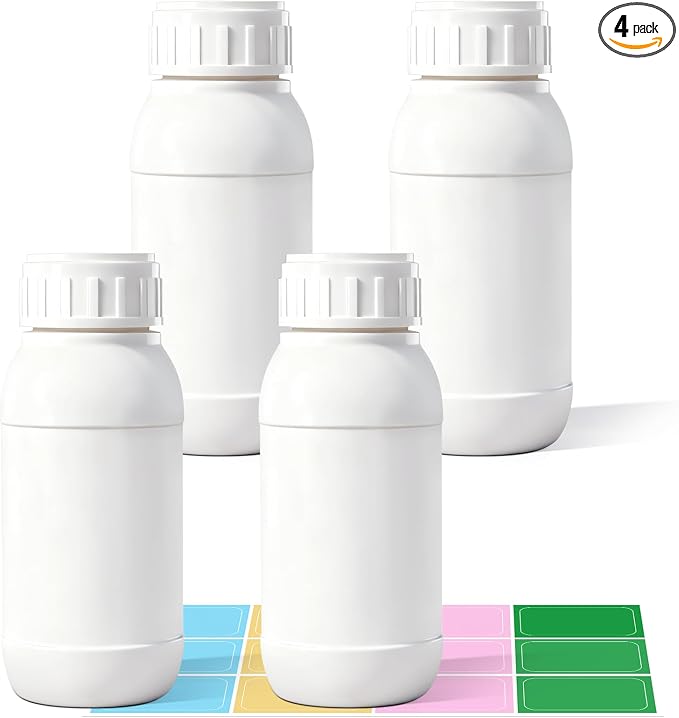 4Pack 3.4oz (100ml) BPA-Free Wide Mouth Plastic Travel Bottles - Empty Small Containers with Lids & Caps, EVOH High Barrier Leak Proof Storage for Toiletries, Samples, Medicine & Water by UMETASS