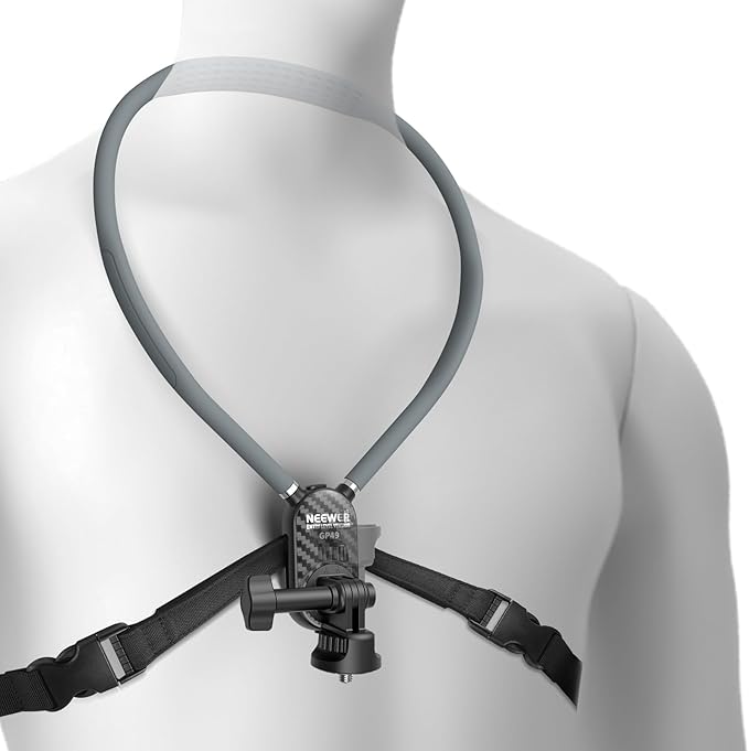 NEEWER Neck Mount Compatible with GoPro DJI Insta 360 Action Cameras, Quick Release Neck Holder with Air Cushion & Adjustable Chest Strap, Accessories Kit for POV Vlogging Video Recording, GP49 by Neewer