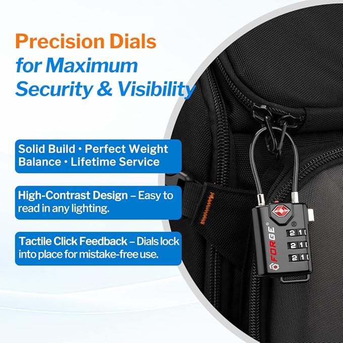 Open Alert TSA Approved Luggage Locks, 6 Pack, Easy Read Dials with Alloy Body. - Image 4