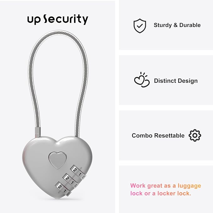 Combination Padlock, Small Cable Lock with Code, Candados para Locker, Combo Cable Lock for Luggage, Suitcase, Gym Locker, Backpack Zipper, Cabinet, Mailbox, Outdoor Use, Travel Safe Bag - Image 2
