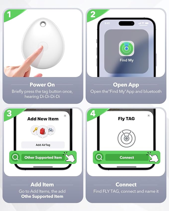 Air Tracker Tags-4 Pack for Apple Find My (iOS Only), Official MFi Certified, Smart Bluetooth Key Finder, Tracking Device for iPhone, Mini Finder Locator for Luggage, Backpack, Wallet, Bags, eBike | Smart Bluetooth Luggage Tags, Tracking Device for Iph... - Image 6