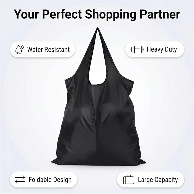 Ultra-Lightweight Foldable Tote Bag, Unisex Reusable Shopping and Travel Tote, Compact Collapsible Market Carryall - Image 4