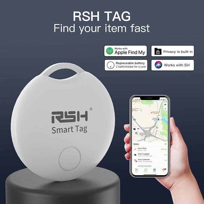 RSH Air Tracker Tag 4 Pack Luggage Tracker Smart Tag Works with Apple Find My, Bluetooth Key Finder Locator for Bags,Wallet Tracker,Item Finder Tag Locate or Tracking for Keys(iOS only) - Image 2