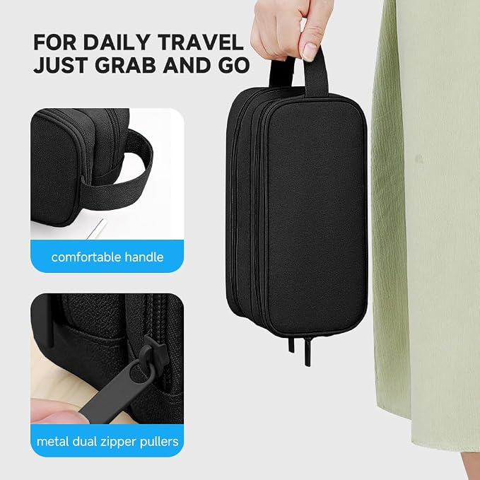 Teskyer Double Layer Cable Organizer Bag, Travel Tech Pouch, Black | Elastic Bands Organization, Water Resistant Fabric, Multiple Compartments, Padded Protection, Travel and Office Use - Image 6