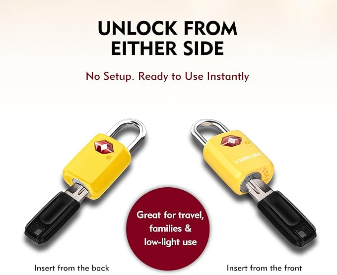 SURE LOCK Mini TSA Approved Keyed Luggage Lock – One Key Opens All, Fits Tight Zipper Gaps & Small Pull Holes, Compact Travel Lock for Suitcases, Backpacks & Handbags - Image 7