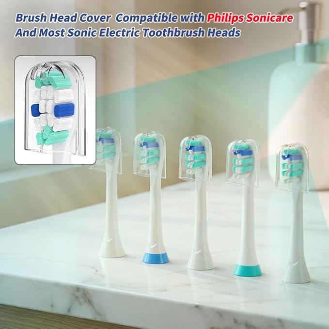 Toothbrush Travel Case Compatible with Philips Sonicare Electric Toothbrush & 6Pcs Reusable Toothbrush Head Covers Compatible with Philips Sonicare Toothbrush Heads (White) - Image 3