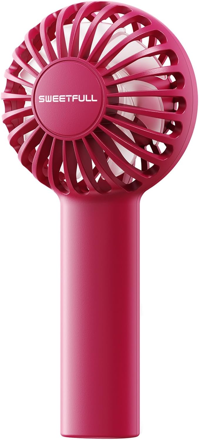 SWEETFULL Mini Portable Fan - Rechargeable Handheld Fan, 3 Speeds Personal Small Hand Gifts for Travel Essentials, Lash, Makeup, Eyelash, Kids, Girls, Women - USB, Cute Design red - Image 8