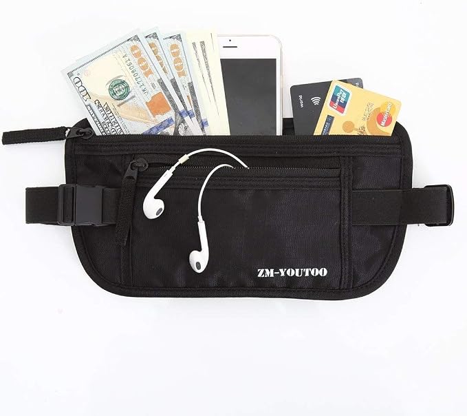 ZM-YOUTOO Money Belt for Travel - Hidden Travel Pouch Protect Your Credit and Money With RFID Blocking Passport Holder Waist Wallet (Black) - Image 4