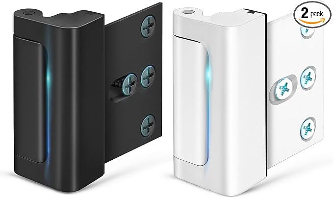 Home Security Door Lock Reinforcement Front Door Locks for Kids Safety | Top of Child Proof Door Safety Locks from Inside, High Flip Night Latch Lock Withstands 800 lbs Inward Swinging Doors by EverPlus