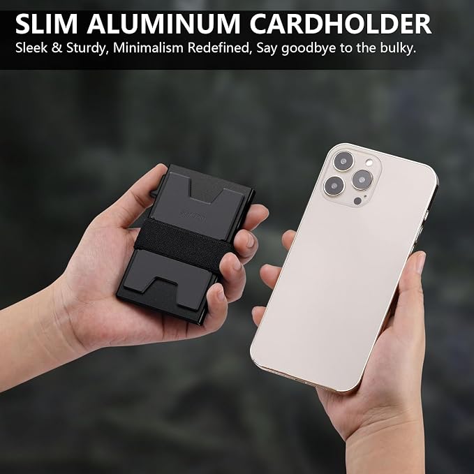 SEMORID Slim Aluminum Card Holder Wallet for Men, Durable Expandable Backplate, RFID Blocking Minimalist Metal Pop Up Wallet, Holds 12+ Cards Plus Cash - Image 4