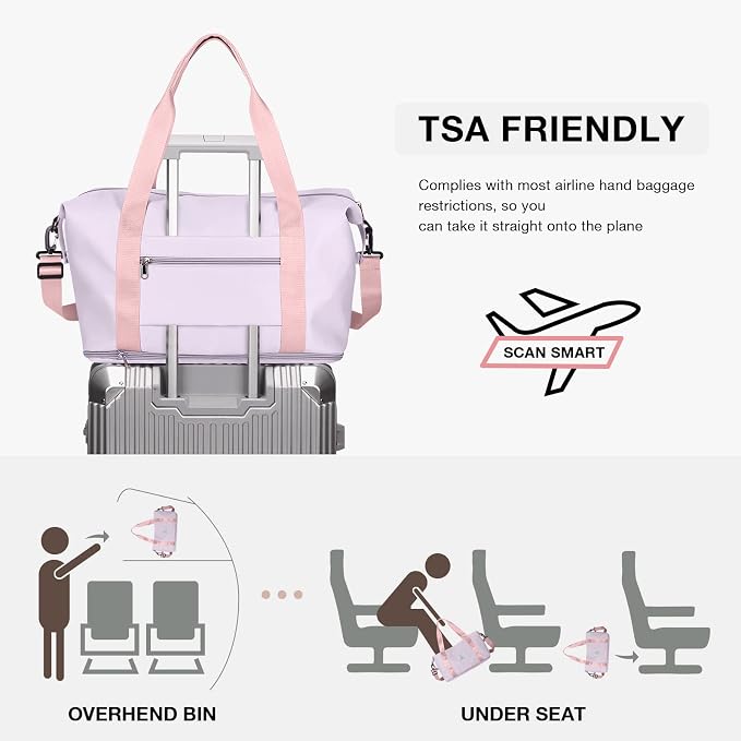 Travel Duffel Bag, Sports Tote Gym Bag, Shoulder Weekender Overnight Bag for Women - Image 4