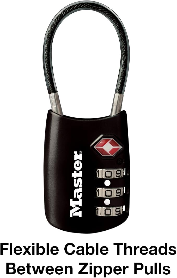 Master Lock 4688D Accepted Set Your Own Combination TSA Approved Luggage Lock, 1 Pack, Black | Set your own 3-digit combination luggage lock, TSA approved travel lock for backpacks, suitcases, zippers, black metal - Image 6