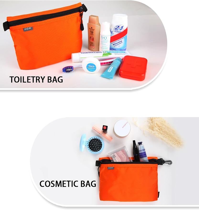 GOX Small Toiletry Bag for Men Bulk Cosmetic Bag Dopp Kit Carry On Zipper Pouch Organization Nylon Small Packing Sack Water Repellent(Orange) - Image 7