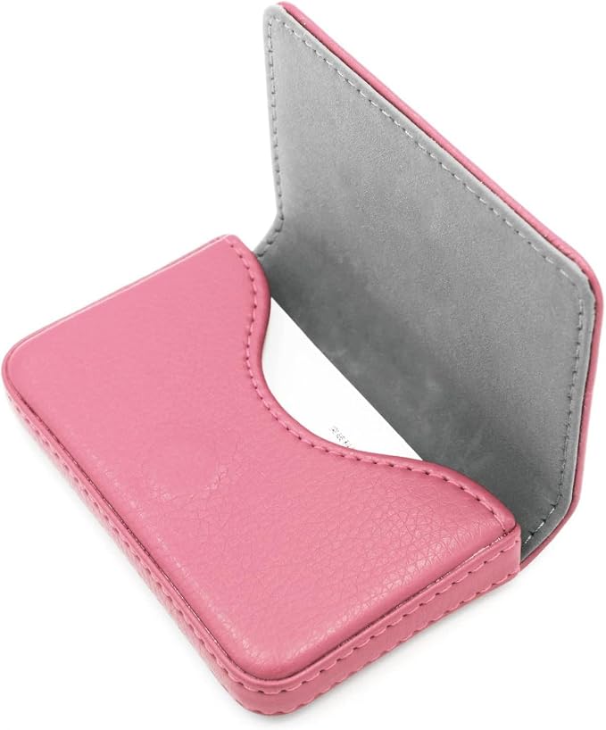 RFID Blocking Wallet - Minimalist Leather Business Credit Card Holder with Magnetic, Pink, Small by Unknown