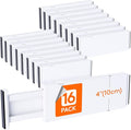 Lifewit 4" High Upgrade Drawer Divider, Adjustable Drawer Organizer Clothes | 16 Pack 11-17" Expandable White Plastic Drawer Separator for Dresser, Kitchen, Closet, Nursery, Office Organization & Storage by Lifewit