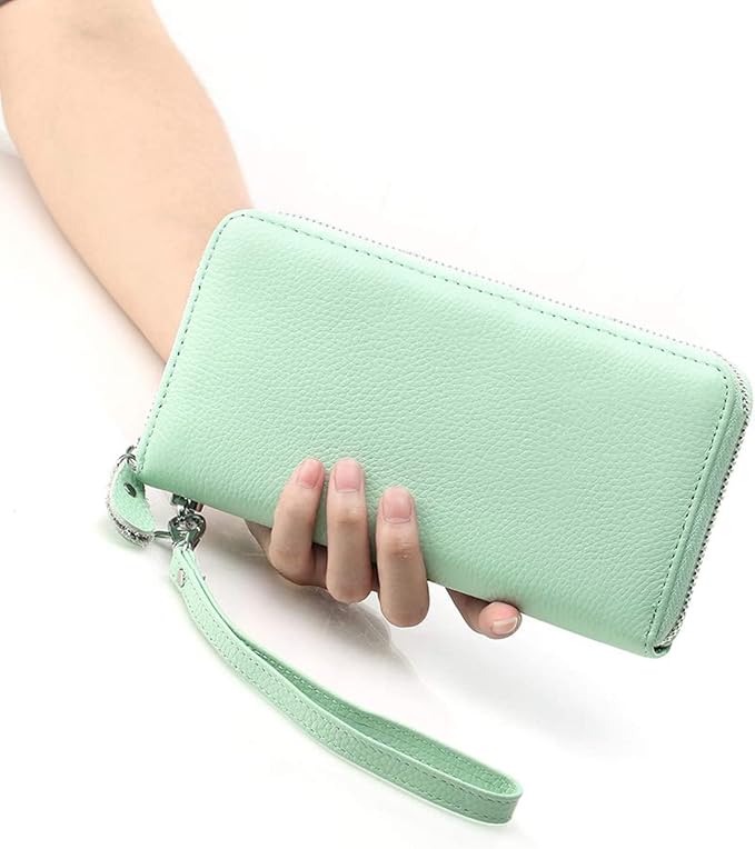 Moflycom Womens Wallet RFID Blocking Genuine Leather Zip Around Wallet Clutch Wristlet Travel Long Purse for Women - Image 5