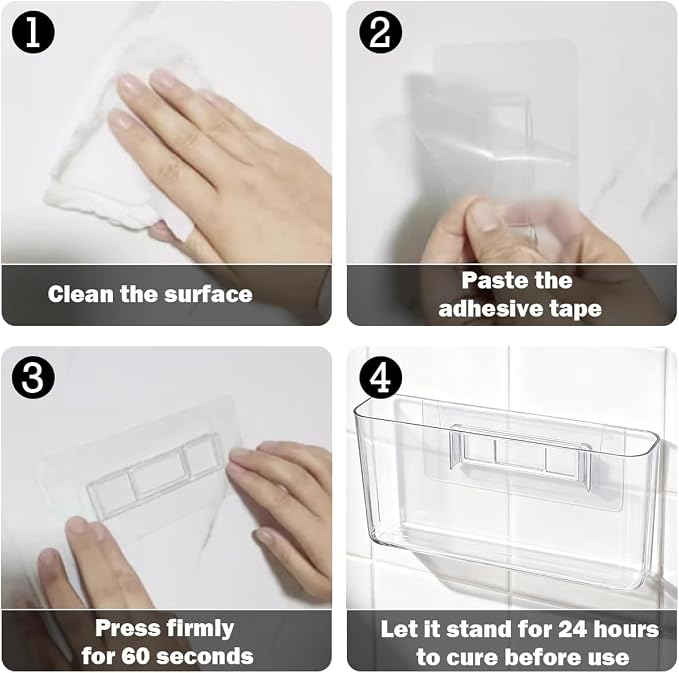 6 Pcs Adhesive Cabinet Door Organizers 8 Inch Clear Storage Bins | Without Drilling, Acrylic Wall Mount Organizer , for Kitchen Bathroom, Bedroom Living, Room, Kitchen Organization - Image 4
