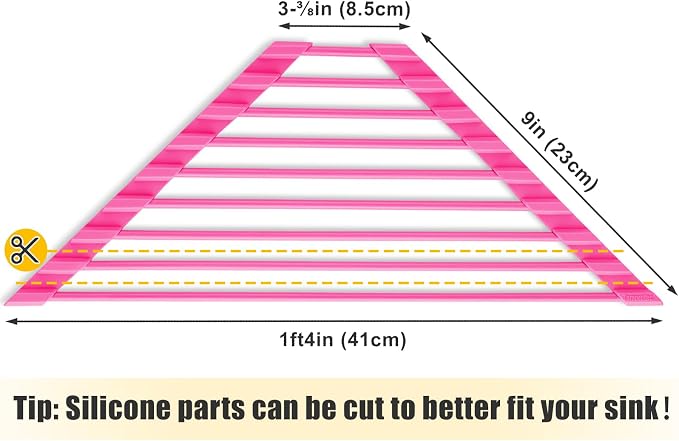 Tomorotec Roll Up Dish Drying Rack with Silicone Coating, Hot Pink | 304 Stainless Steel with BPA-Free Silicone, Triangle Design Maximizes Sink Corner Space, Fits Compact Kitchens And RVs - Image 3
