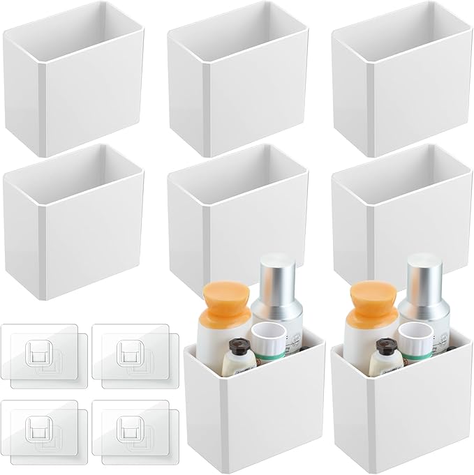 8 Pcs Wall Mounted Organizer Non-Drilling Adhesive Floating Shelf White Wall Bin Organizer Hanging Storage Containers for Bedroom Bathroom Kitchen Office by Suclain