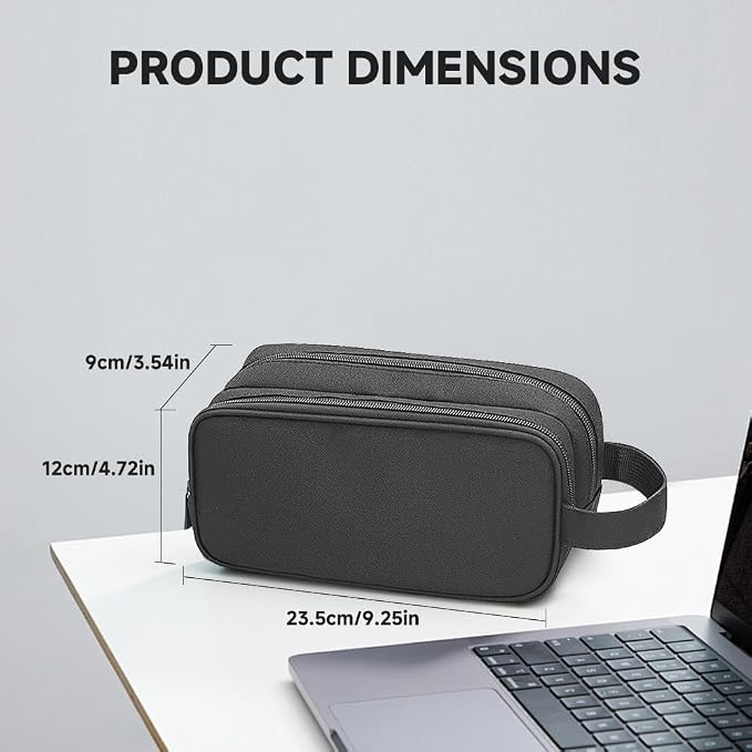 Teskyer Double Layer Cable Organizer Bag, Travel Tech Pouch, Dark Grey | Elastic Bands Organization, Water Resistant Fabric, Multiple Compartments, Padded Protection, Travel and Office Use - Image 2
