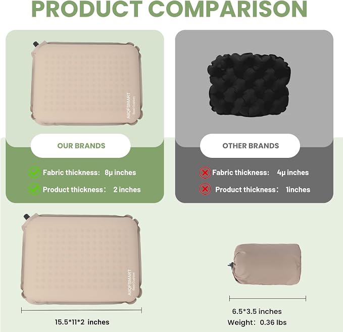 Inflatable Stadium Seat Cushion,Memory Foam for Long Flights Airplane Travel Camping Hiking Home Office Bleacher Backpacking Climbing Outdoor Indoor - Image 4