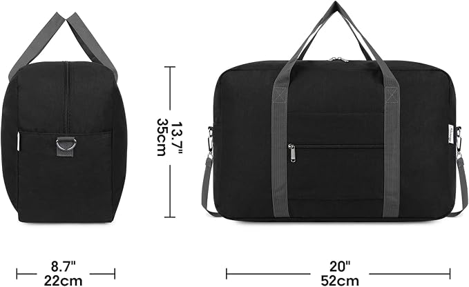 Narwey Carry on Luggage 22x14x9 Airline Approved Foldable Duffle Bag for Travel Packable Duffel Bag for Traveling Airplane for Women and Men 40L (Black (With Shoulder Strap)) - Image 4