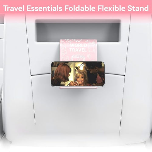 Airplane Phone Holder, Foldable Flexible Silicone Phone Stand | Tablet Mount for Flying, Home Office, Desk and Bedroom, Compatible with iPhone, Smartphones for Hands-Free Viewing, Pink - Image 2