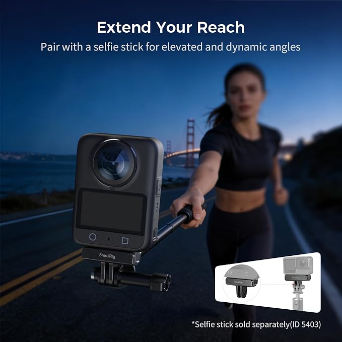 SMALLRIG Quick Release Mount (2pcs) for DJI Osmo 360/ Action 5 Pro / 4/3, Adapter Support with Incorporates 2-Prong Mount for Magic Arm, Selfie Stick, Crab-Shaped Clamp - 5813 - Image 5