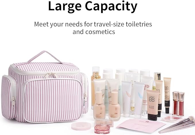 Narwey Hanging Travel Toiletry Bag for Women, Large Makeup Cosmetic Bag | Wide Open, Organized Pocket, Dry Wet Separation, Portable Bathroom Travel Bag for Full Size Toiletries, Vivid Pattern, Gifts - Image 7