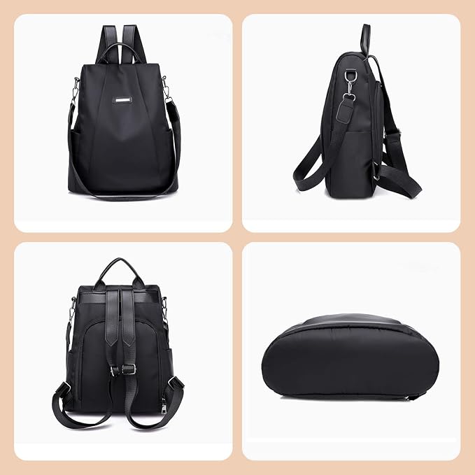 Women Backpacks Anti-Theft Ladies Backpack Purse, Women's Fashion Backpack Shoulder Bag with Replaceable Strap (Casual, Black) - Image 5
