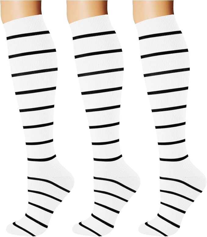 Breslatte Compression Socks for Women Men 15-20 mmHg | Graduated compression stockings knee high athletic support socks for travel running flying nurse pregnant by Breslatte